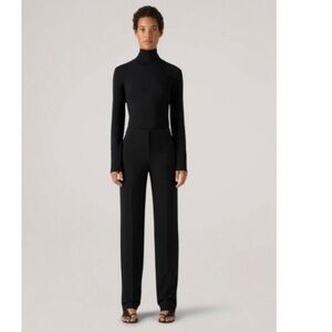 St. John Caviar Diana Black Pants Trousers Sz 10 Like New Slimming Stylish Chic